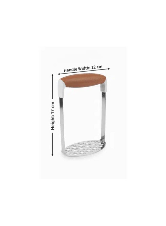 Stainless Steel Potato Masher with Black Silicone Handle – Heavy-Duty Manual Masher for Potatoes, Vegetables & Purees - Image 3